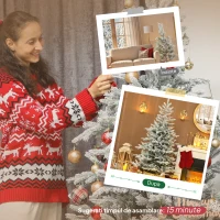Pom de Crăciun Înnăzit HOMCOM Înalt 180 cm cu Ramuri Realistice și Bază Metalică Pliabilă(m-7)
