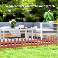 Outsunny Set of 12 Wooden 60cm Garden Fence Pieces(m-5)