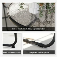 Outsunny Set de Grădină 6 Piese din Oțel cu 4 Scaune Pliabile, Umbrelă și Masă Rotundă, Gri și Negru(m-11)