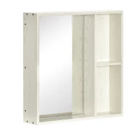 kleankin Armario con Espejo para Baño con Estantes Mueble para Baño Estilo Moderno 63x15x65 cm Blanco(m-1)