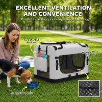 PawHut Pet Carrier Bag, Soft-Sided Dog Carrier with Security Buckle Strap, Washable Cushion and Folded Bowl, Light Grey(m-7)