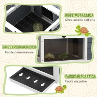 PawHut Casa per Tartarughe di Terra con 2 Coperchi Apribili e 2 Spazi, in Legno di Abete, Grigio(m-7)