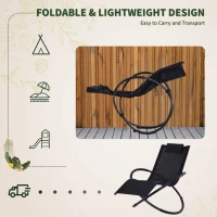 Outsunny Outdoor Orbital Lounger Zero Gravity Patio Chaise Foldable Rocking Chair w/ Pillow Black(m-6)