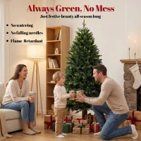 HOMCOM Artificial Christmas Tree, Hinged Xmas Tree with 1620 PE & PVC Branch Tips, 5ft, Green(m-4)