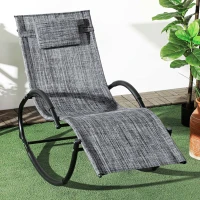Outsunny Șezlong balansoar Zero-Gravity pentru exterior, impermeabil, cu pernă pentru cap, 155x61x88 cm, gri(m-2)
