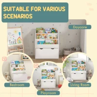 AIYAPLAY Bookcase for Kids with Shelves, Drawer, Bookcase for Bedroom, Playroom, White(m-7)