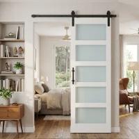 HOMCOM Ușă Culisantă Interior Rustică cu Șină Silențioasă, Kit Feronerie și Mâner, Alb(m-9)