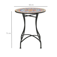 Outsunny Φ60cm Mosaic Outdoor Patio Table - Red(m-3)