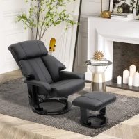 HOMCOM Poltrona Relax Reclinabile e Massaggiante con Pouf Poggiapiedi e Telecomando, 76x80x102 cm Nero(m-10)