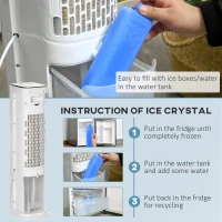 HOMCOM Evaporative Air Cooler, 5L Water Tank Oscillating Ice Cooling Fan with 3 Modes, 3 Speeds, 10H Timer, Detachable & Washable Filter, LED Display & Remote Control and Oscillation, White(m-4)