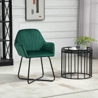 HOMCOM Modern Arm Chair Upholstered Accent Chair with Metal Base for Living Room Green(m-9)
