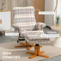 HOMCOM Swivel Recliner Chair with Footstool, Faux Leather Reclining Chair with Wooden Base and Storage for Living Room, Bedroom, Black(m-6)