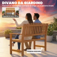 Outsunny Panchina da Giardino 2 Posti in Legno di Acacia con Schienale a Doghe e Braccioli, 112x64x92 cm, Color Legno(m-5)