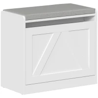 HOMCOM Schuhbank mit Klappfach, 60x30x52 cm, Weiß(m-1)