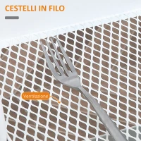 HOMCOM Carrello Cucina Multiuso con Ruote Girevoli, 2 Cesti, Cassetto e Piano in Legno, Bianco(m-5)