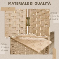 HOMCOM Paravento da Interno a 4 Pannelli Pieghevole con Mensole 160x170 cm, Colore Naturale(m-7)