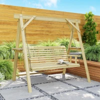Outsunny Three-Seater Wooden Swing Bench(m-8)