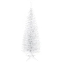 HOMCOM 5ft Unlit Artificial Christmas Tree, Pencil Slim Xmas Tree with Solid Stand and Realistic Branches, White(m-10)