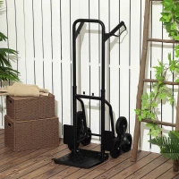 DURHAND Diable d'escalier pliable 120 kg 6 roues, diable demenagement en acier avec cordes télescopiques, 44x67x106,5cm, noir(m-2)