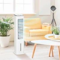 HOMCOM Evaporative Air Cooler, 5L Water Tank Oscillating Ice Cooling Fan with 3 Modes, 3 Speeds, 10H Timer, Detachable & Washable Filter, LED Display & Remote Control and Oscillation, White(m-2)