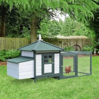 PawHut Chicken Coop Small Animal Pet Cage w/ Nesting Box Outdoor Run Wooden(m-10)