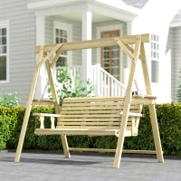 Outsunny Three-Seater Wooden Swing Bench(m-9)