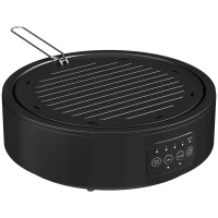 HOMCOM Electric Ceramic Hob with Grill Plate, Multifunctional 36cm Plug in Electric Hob with 4 Heat Levels for All Type Pot(m-1)