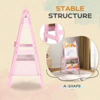 AIYAPLAY 2 in 1 Kids Easel with Whiteboard, Chalkboard, Storage Boxes, for 3-8 Years, Pink(m-7)