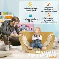 AIYAPLAY Arco Montessoriano 3 in 1 per Bambini da 18-48 Mesi, Struttura da Arrampicata, Tavolino e Dondolo con Cuscino(m-7)