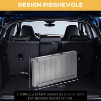 HOMCOM Rampa per Sedia a Rotelle Pieghevole in Alluminio con Bordi Esterni, 61x74x5 cm, Argento(m-6)