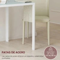 HOMCOM Mesa de Comedor de Cristal Mesa de Cocina Cuadrada para 4 Personas con Patas de Metal para Salón 75x75x75 cm Blanco(m-5)
