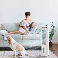 HOMCOM Evaporative Air Cooler, 5L Water Tank Oscillating Ice Cooling Fan with 3 Modes, 3 Speeds, 10H Timer, Detachable & Washable Filter, LED Display & Remote Control and Oscillation, White(m-14)