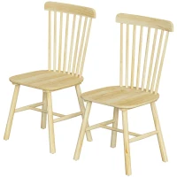 HOMCOM Esszimmerstühle 2er Set Küchenstühle Moderner Polsterstuhl mit Geschwungener Rückenlehne aus Kautschukholz für Esszimmer(m-11)