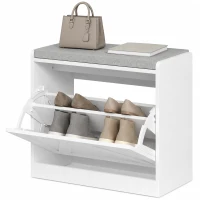 HOMCOM Schuhbank mit Klappfach, 60x30x52 cm, Weiß(m-7)