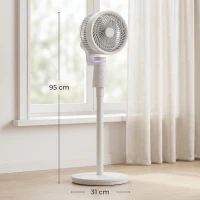 HOMCOM Pedestal Air Circulation Fan with Oscillating, Light Off, White(m-3)