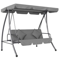 Outsunny Balancelle de Jardin Convertible 3 Places Inclinaison Toit réglable Matelas 2 x 1,25 x 1,7 m métal Polyester Gris clair(m-1)