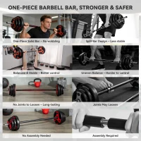 SPORTNOW 20kg Adjustable Barbell Weights Set for Home Gym, Strength Training(m-5)