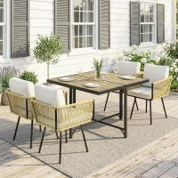 Outsunny Set da Giardino 5 Pezzi con Tavolo in Legno-Plastica(m-10)