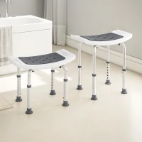 HOMCOM Sgabello da Doccia in Lega di Alluminio e Plastica Antiscivolo, Altezza Regolabile 6 Livelli 39-52cm, Grigio(m-9)