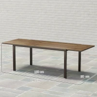 Outsunny Tavolo da Giardino Allungabile da 160-240 cm per 6-8 Persone Rettangolare in Acciaio e Alluminio, Effetto Legno(m-3)