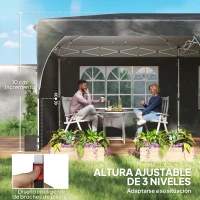 Outsunny Carpa Plegable 6x3 m con Tiras Reflectantes UPF 50+ Fácil Montaje Sistema Central de Bloqueo Impermeable Gris Oscuro(m-8)