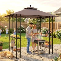 Outsunny 2.5 x 1.5m BBQ Tent Canopy Patio Outdoor Awning Gazebo Party Sun Shelter - Coffee(m-7)