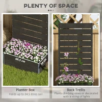 Outsunny 34 x 69.5cm Garden Planter Box, with Back Trellis, Black(m-4)