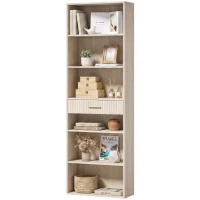 HOMCOM Bookcase Narrow Tall Space-Saving Bookshelf Drawer Open Shelves 60 x 24 x 182 cm Oak Wood Effect(m-15)