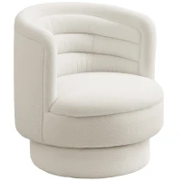 HOMCOM Drehbarer Polstersessel, Moderner Lounge-Sessel mit Kautschukholzrahmen, für Wohnzimmer, Schlafzimmer, Cremeweiß(m-11)