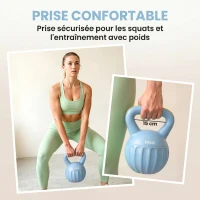 SPORTNOW Kettlebell 10 kg, haltère avec poignée Antidérapante, haltère à boule, musculation, entraînement, pour gym, bleu(m-6)