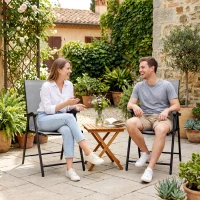 Outsunny Set di 2 Sedie Pieghevoli con Schienale Alto E Braccioli, Grigio Chiaro(m-8)