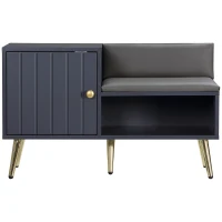 HOMCOM Mobile Scarpiera da Ingresso con Seduta Imbottita e Armadietto per 4 Paia di Scarpe, 80x33x49cm, Grigio(m-11)