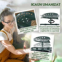 Outsunny Cărucior de grădină cu scaun reglabil și tavă inferioară, din oțel și PP, 83x36.5x45-60 cm, verde închis(m-4)