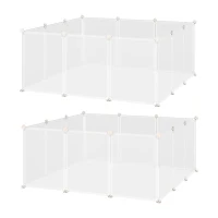 PawHut Enclos parc modulable pour petits animaux 12 panneaux pour lapin, hamster, chiot, cochon 105 x 105 x 45 cm blanc(m-1)